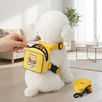 Small Dog Harness and Cat Harness Vest with Backpack, Adjustable Polyester Pet Walking Gear, Outdoor Travel Harness for Safe Pet Exploration