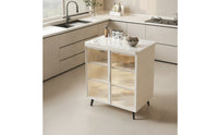 Kitchen Cabinet with Glass Doors Versatile Storage Cabinet with Hard Surface Top Modern Dining Room Credenza for Apartment Dwellers