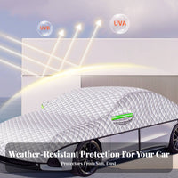 Waterproof Half Car Cover Dustproof Automotive Sunshade Cover Heat Insulation for S Owners, Drivers, Outdoor Parking, Carport, Driveway