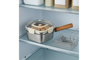 Removable Fryer Basket Multifunction Cooking Pot Transparent Lid Square Cooking Pot Steaming Rack Kitchen Cookware Locking Clips