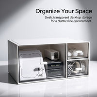 Desk Storage Organizer with Drawers, Clear Desktop for Office Supplies Stationery, Small Drawer Unit with Stickers