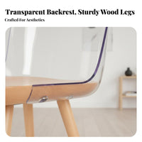 Nordic aesthetic Wood Frame Clear Chair Transparent Design Dining Seat With Armrests Household Furniture Designer Inspired for Interior Designers, Restaurant Owners, Kitchen, Living Room, Home Office, Special Events