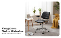 Ergonomic Design Wheeled Swivel Seat Adjustable Height Bentwood Task Chair with Armrests Curved Backrest Office Furniture effortlessRolling Wheels for Students, Home Users, Telecommuting Workers, Bedroom, Study Room