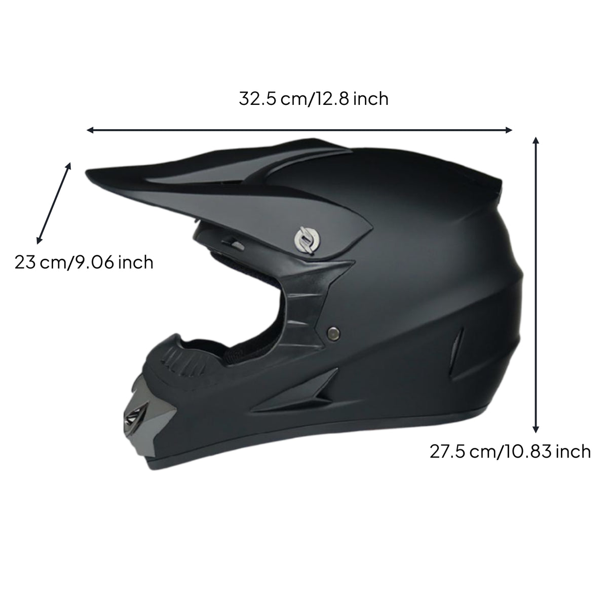 Dirt Bike Helmet with Visor Matte Black Motocross Helmet Safe Aerodynamic for Riders, Downhill Mountain Biking, Karting