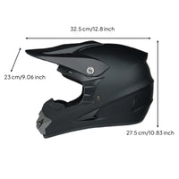 Dirt Bike Helmet with Visor Matte Black Motocross Helmet Safe Aerodynamic for Riders, Downhill Mountain Biking, Karting