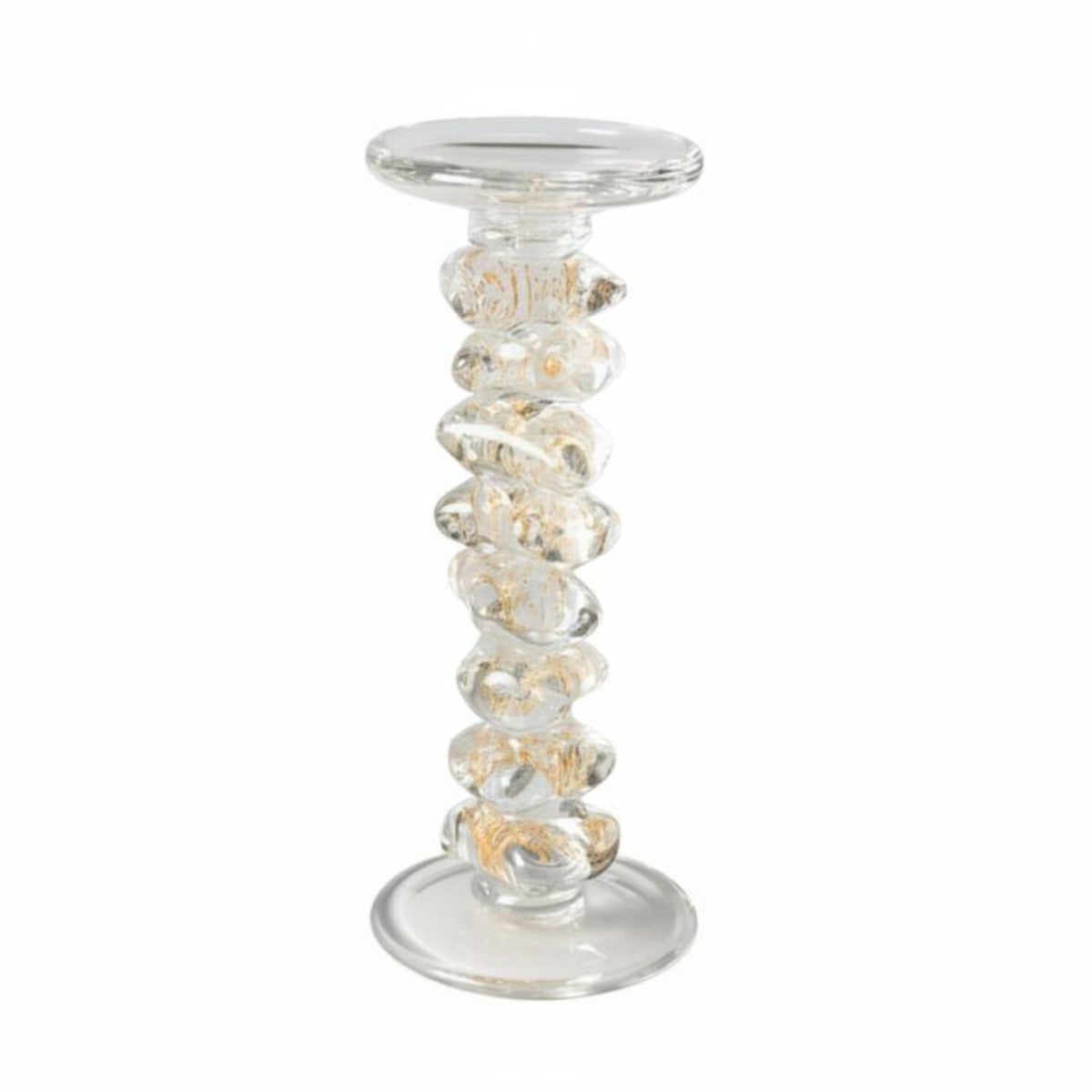 Textured Glass Candlestick Elegant Glass Candle Stand Stable Heavy Base Table Decoration for Christmas