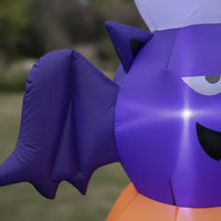 Illuminated Stacked Halloween Inflatable Lighted Inflatable Ghost Giant Black Cat with Pumpkin Easy to Use for Homeowners