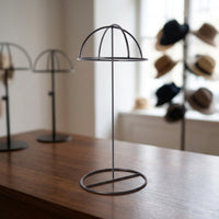Stainless Steel Hat Display Stand Brushed Metal Hat Stand with Dome Support Minimalist Height Adjustable for Boutiques, Collectors, Dressing Room, Closet