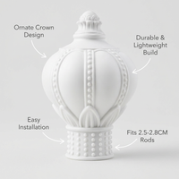 Curtain Rod Finials, Crown Curtain Pole Ends, Aluminum Alloy Rod Finials, Decorative Curtain Rod End Pieces, Easy Install Curtain Pole Decorative Ends