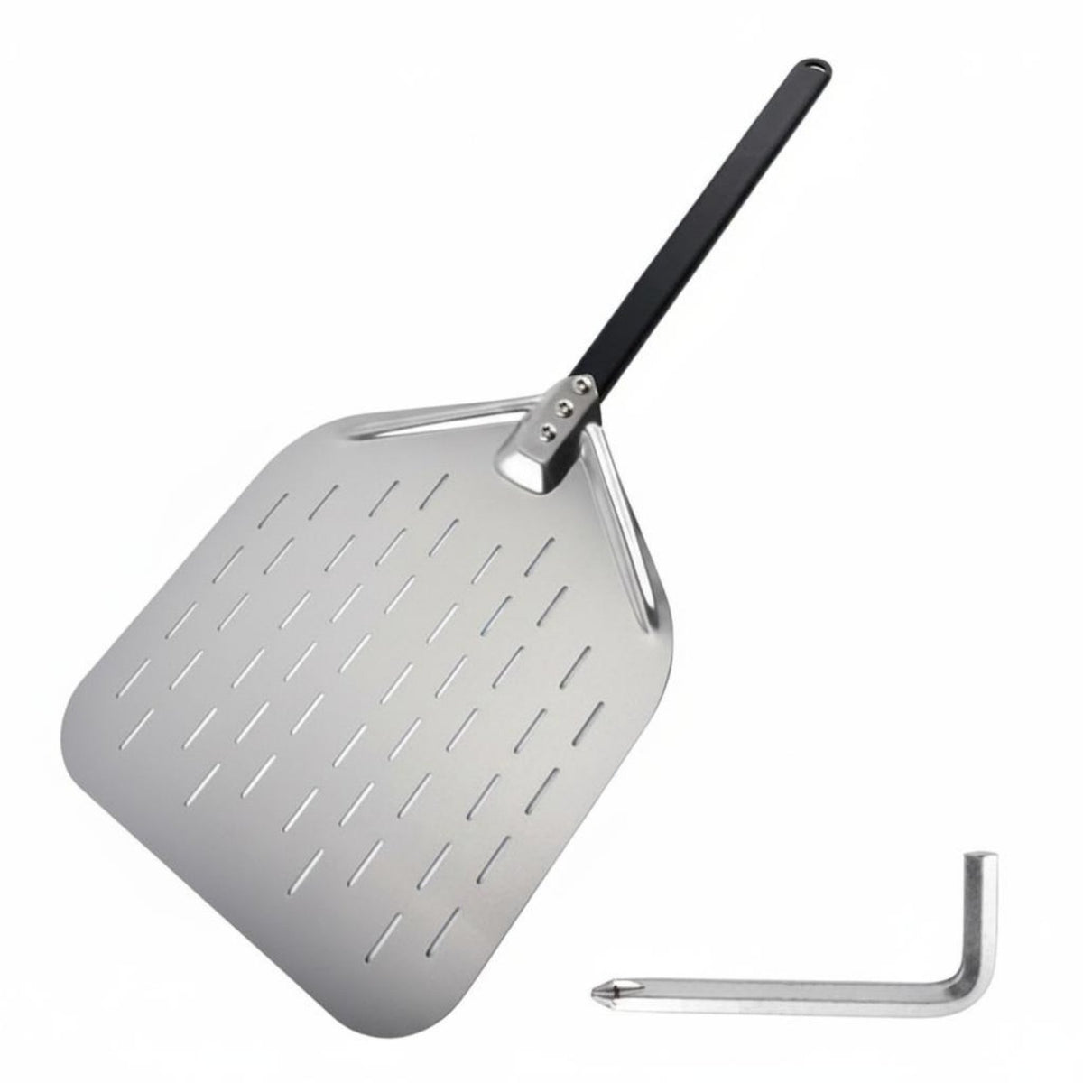 Rust Resistant Perforated Pizza Peel Lightweight and Sturdy Stainless Steel Pizza Paddle Hard-Wearing for Professionals, Bakery