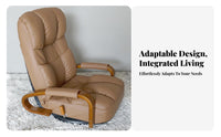 Foldable Design Swivel Recliner Floor Chair with Armrests Japanese Design Adjustable Swivel Armchair Padded Cushion Lounge Seat Thick Padding for Students, Readers, Tatami Room, Bedroom, Home Office, Reading Nook