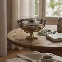 Pedestal Fruit Bowl Reflective Fruit Bowl with Pedestal Easy to Clean for Dining Table