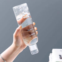 Heat and Cold Resistant Time Marked Water Bottle Leak Proof Portable Glass Drinking Bottle Minimalist Design for Office, Travel, Gym
