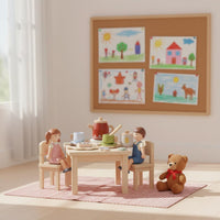 Toy Tea Set with Tray Smooth Wooden Tea Set Educational Dessert Pieces for Kids