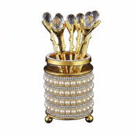 6 Pieces Coffee Spoon Countertop Utensil Holder Easy to Spotless Surface Spoon Holder Opening Top Metal Flatware Organizer for Restaurant