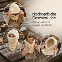 Women's Knitted Balaclava Hat with Integrated Scarf for Winter Warmth