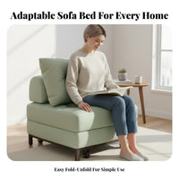 Japanese aesthetic Armless Single Pull-extendable Bed Space-Saving Sleeper Sofa VersatileFunction transformable Couch plush Cushions for Apartment Dwellers, Young Adults, Students, Small Spaces, Guest Room, Office