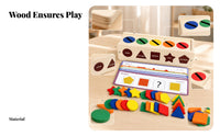 Geometric Shapes Educational Shape Sorting Box Natural Finish Wooden Shape Sorter Tabletop Color Sorting Toy Educational for Children