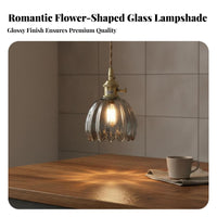 Blooming Glass Lampshade Elegant Design Vintage Flower Lampshade Easy Installation Rim Glass Shade for Homeowners, Bedroom, Hallway, Office