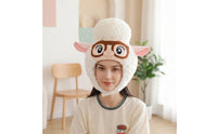 Sheep Head Hat with Glasses Soft Cartoon Sheep Hat Headwear Fancy Dress Headpiece Oversized for Cosplayers, Costume Parties