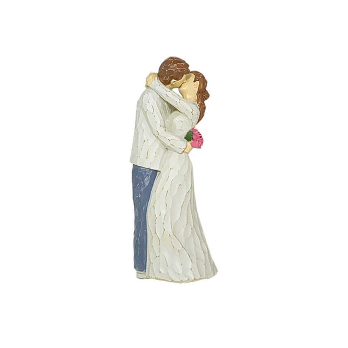 Hand-Painted Couple Sculpture with Kissing Pose Carved Couple Figurine Sentimental Kissing Lovers Sculpture Meaningful for Anniversary