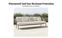 4 Pieces Waterproof 4-Piece Rope-Weave Sofa Set externaldoor Furniture Nordic Design Garden Furnishings All-Weather for Villa Owners, Hotel Managers, Terrace, Sunroom, Balcony, rearyard