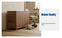 Chinese Luohan Bed, Solid Wood Sofa, Sliding Daybed, Meditative Design, Walnut, Living Room, Storage Drawers, Modern Design