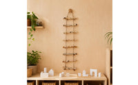 Handmade Look Wooden Ladder Decor Farmhouse Design Rustic Wood Wall Hanging Jute Rope for Flower Shop, Garden, Patio