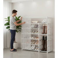Shoe Rack with Dust Cover Space Saving Multi-Tier Shoe Rack Large Capacity for Students, Entryway, Dorm Room, Closet