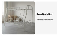 Metal Bunk Bed Reinforced Structure Steel Bunk Bed Frame Guardrail Bedroom Furniture for Students, Workers, Dorm Room, School, Rental Apartment