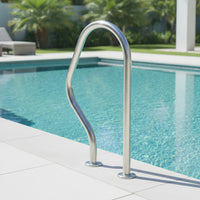 Stainless Steel Pool Handrail Floor-Mount Swimming Pool Handrail Rustproof Hardware Heavy-Duty for Swimmers