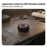 4 Pieces 11 Point 0 Inch Crawler Wheels High Grip Pattern 1/24 Scale Rock Crawler Tires RC Beadlock Wheel and Tire Set