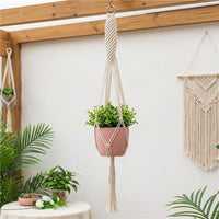 Macrame Hanging Planter, Cotton Rope, Hanging, For Houseplants, Natural Interior, White