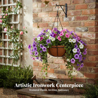 Wrought Iron Hanging Basket Indoor & Outdoor Use Metal Birdcage Plant Holder Wire Birdcage Planter for Patio, Balcony