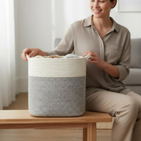 Linen Basket with Handles Blanket Basket Decorative Home Organization for Bedroom