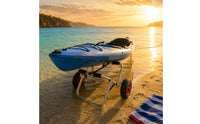 Treaded Wheels Kayak Cart Foam-Padded Handles Wheeled Kayak Cart Securing Strap Watercraft Trolley Triangular Support