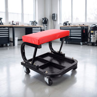 Repair Specialist Stool with Tool Tray Rolling Stool with Storage Wear-Resistant Garage Seat for Car Cleaners