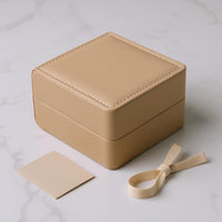 Stitched Edges PU Leather Watch Box Rigid Hinged Watch Box Compact Storage Case Gift Idea
