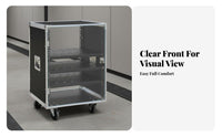 Heavy-Duty 19-Inch Flight Case Rack Portable Rolling Rack Case Reinforced Construction Equipment Storage With Wheels for Audio Professionals, Home Theater Enthusiasts, Wedding Venues, Outdoor Events, Live Performance, Concert Hall