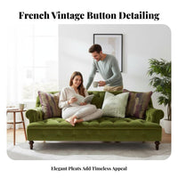 Verdant Tufted Settee French & aesthetic Couch Vintage Inspired Lounge Seating for Apartment Dwellers, Design aficionados, Living Room, Home, Reception Area