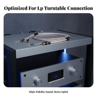 Tonearm Audio Cable Single Crystal Copper Turntable Phono Cable Gold Shielded Phono Interconnect for Audiophiles, High-Fidelity Enthusiasts