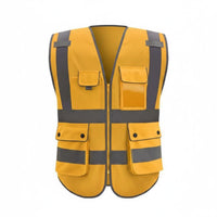 Long-Lasting Reflective Safety Vest Lightweight Multi-Pocket Construction Vest Breathable Material High Visibility Clothing for Workers, Event Personnel, Warehouses