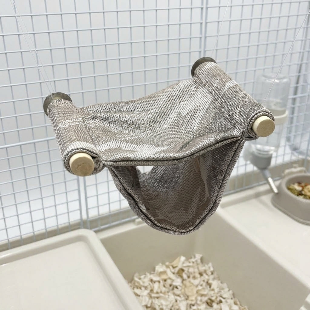 Space Saving Hammock for Guinea Pig Cage Accessories, Fabric Guinea Pig Hammock for Hamster and Sugar Glider, Open Ventilation Summer Bed, S Size