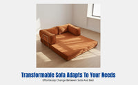 Mid-century Fabric Sofa Bed, Vintage Convertible Couch for Small Living Room, Removable Cover, Firm Foam Support