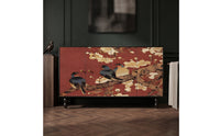 Cabinet with Doors Decorative Floor Cabinet Printed Credenza for Living Room, Entryway