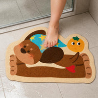 Diatomaceous Earth Non-Slip Bath Mat with Cartoon Pet Design, Quick-Drying Absorbent Floor Mat for Bathroom Entryway
