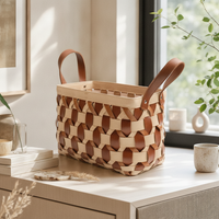 Storage Basket Rectangular Woven Basket Lined Wide Opening