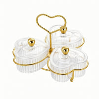 Decorative Heart-Shaped Candy Dish Versatile 3-Compartment Snack Server Compact Three-Compartment Serving Dish Long-Lasting for Hosts, Coffee Table, Reception Desk, Party