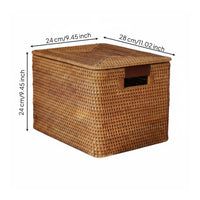Vintage Design Rattan Storage Basket Nordic Design Wicker Basket with Handles for Bathroom, Bookshelf, Closet