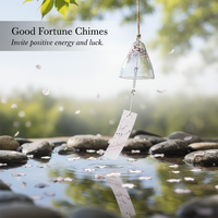 Japanese Style Glass Wind Chime for Home Decor, Hand-Painted Creative Wind Bell Ornament